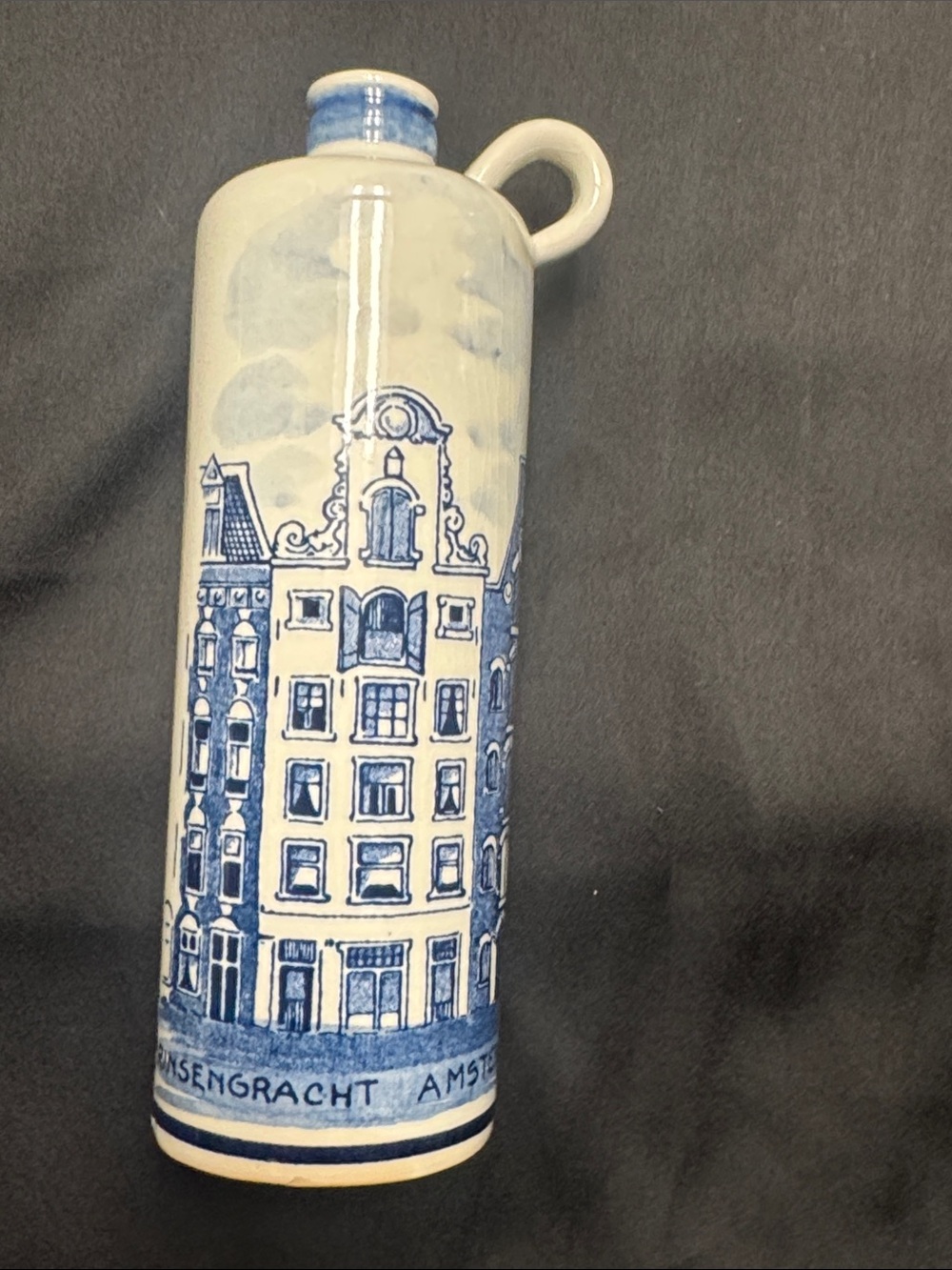 Vintage Blue Delft-Style Decorative Bottle Vase made in Holland
